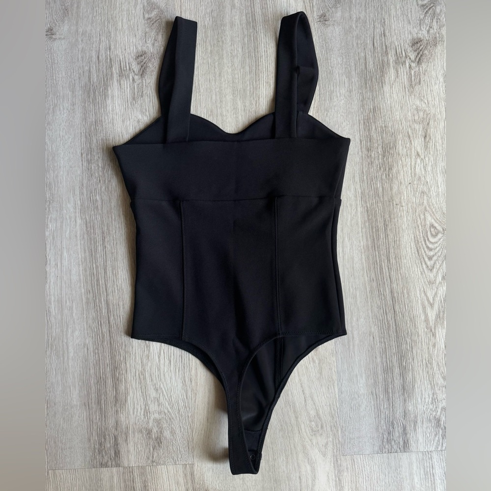 Abercrombie & Fitch Black Crepe Sweetheart Tank Top Bodysuit Stretchy Basic SM - Picture 8 of 11